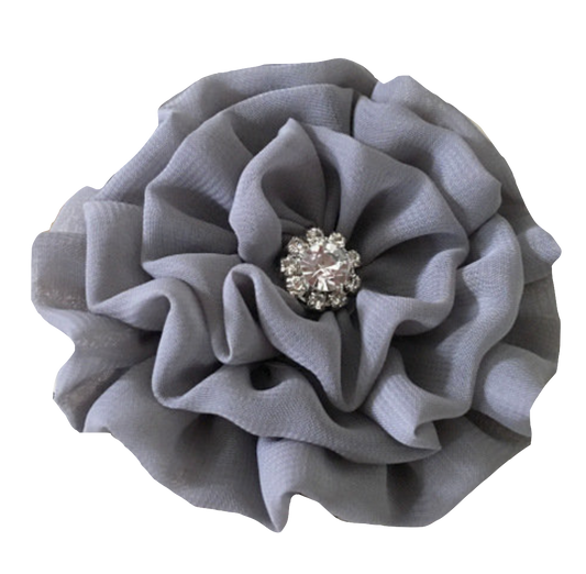 Fabric Flower Rose Silver Gray Scrapbook Page & Craft Embellishment