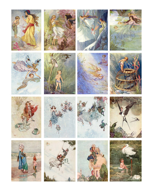 Vintage fairies #2 Collage Sheet