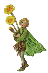 Green Fairy Holding Flowers