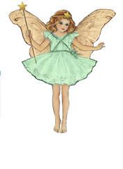 Fairy blue eyes pale green dress natural wings