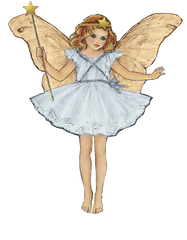 Fairy blue eyes gray dress and antique wings
