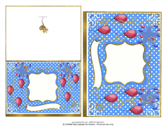 Blank Card & Sign Set for any occasion - Printable Blue Stars & Red Balloons