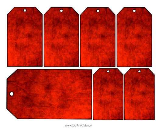 Fire Red Blank Grunge Tag set, bundle, Collage Sheet Printable-