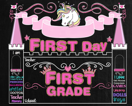 1st Grade - First Day  - First Grade Elementary School Sign - Photo Prop
