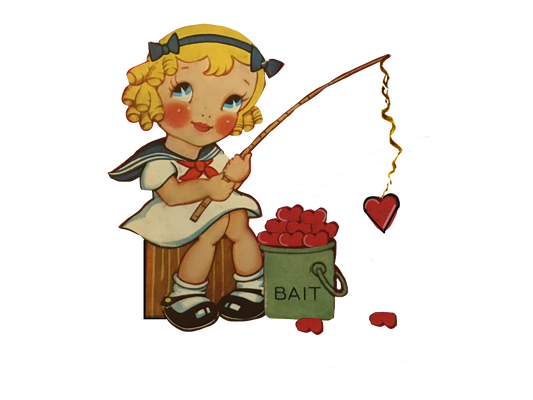 Fishing For Love - Cute Blonde Vintage Girl