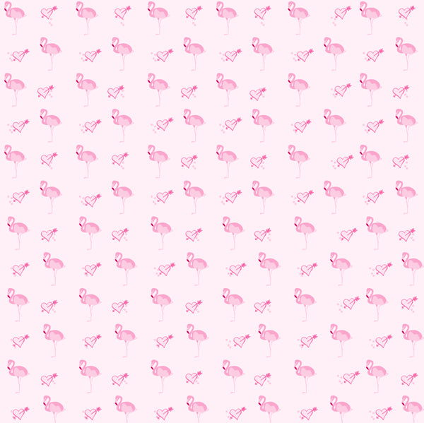 Flamingo Love Pink Background 12x12 Printable Scrapbook page