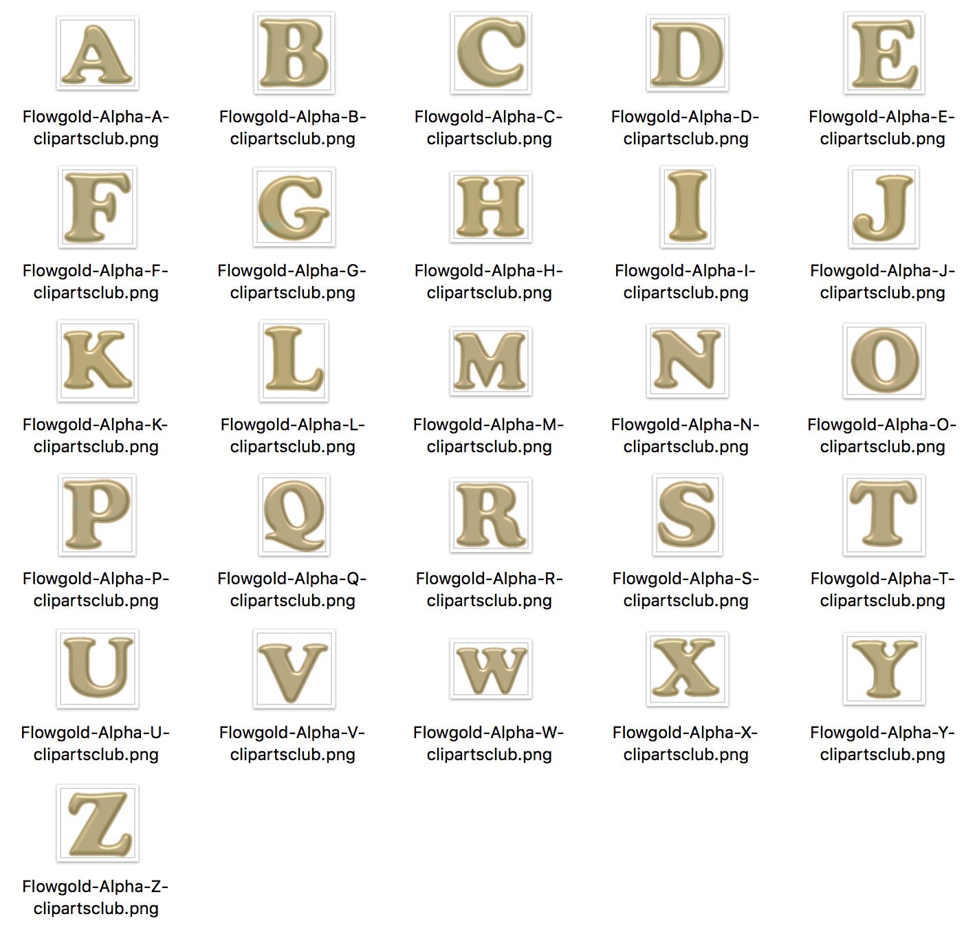 Flow Alphabet Gold A-Z