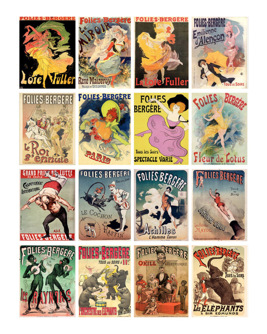 Vintage Folies Bergere  Collage Sheet