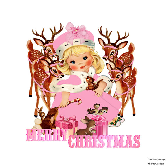 Pink Forest Princess - Merry Christmas 12x12 Print -  Facebook Greeting