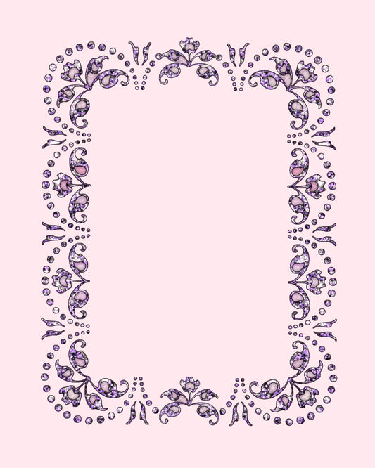 Jeweled Framed Page 8x10 Pink & Lavender