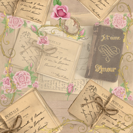 Vintage French Love 12X12 Background Collage
