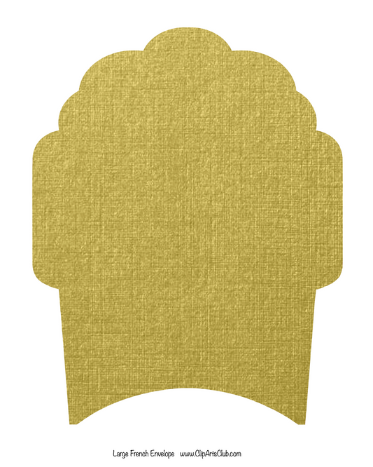 Large French Scallop edge Linen Envelope  - Printable  - Gold