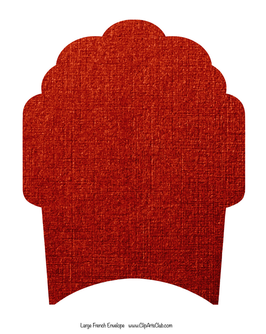 Large French Scallop edge Linen Envelope  - Printable  - Burnt Orange Red