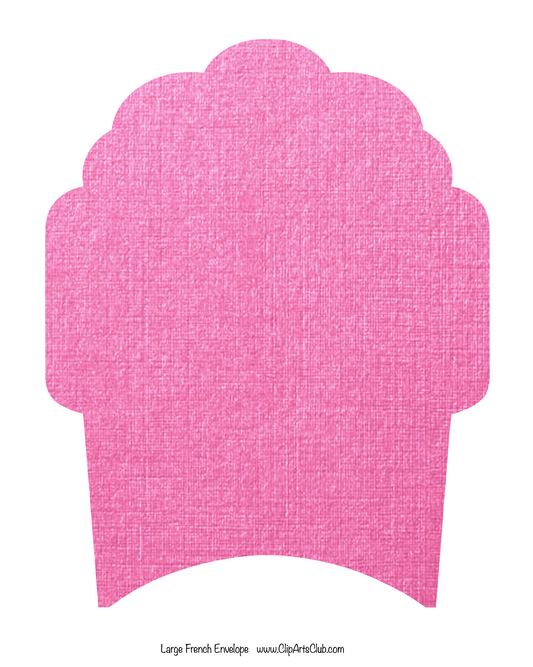 Large French Scallop edge Linen Envelope  - Printable  - Pink