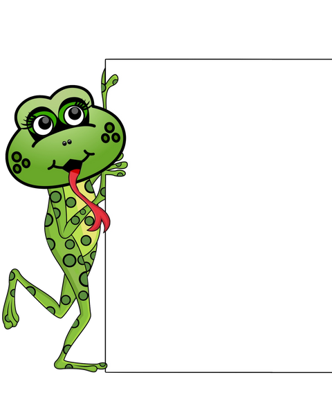 Frog Standing holding tall sign