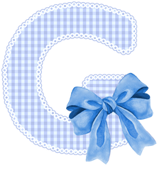 Baby Blue Gingham Alphabet & Bow A-Z