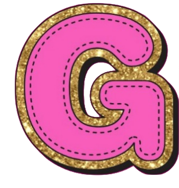 Bright Pink Alphabet trimmed in glittery gold Very Girly!