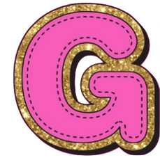 Bright Pink Alphabet trimmed in glittery gold Very Girly!