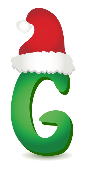 Christmas Hat Green Alphabet Set A-Z Letters