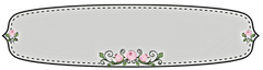 Beautiful Gray Label Set with little pink roses & stitched outline