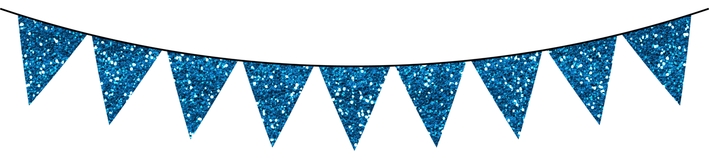 Glitter Bunting Flag - Color - Blue- GBF11