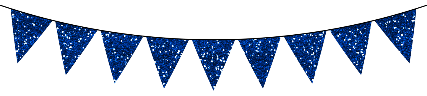 Glitter Bunting Flag - Banner - Color - Deep Ocean Blue - Blue- GBF10
