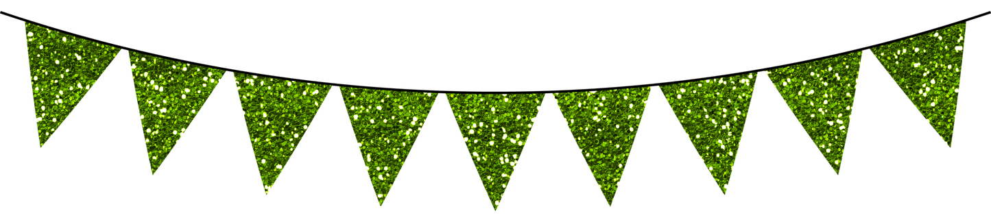 Glitter Bunting Flags SET - Banner  -Various Greens