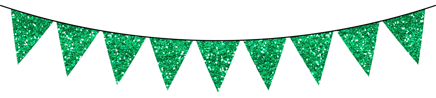 Glitter Bunting Flags SET - Banner  -Various Greens