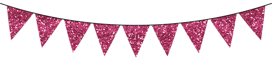 Glitter Bunting Flags SET - Banner  -Various Pinks