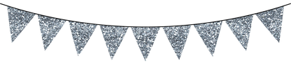 Glitter Bunting Flags SET - Silver - Silver white & Silvery Blue Glitter Bunting Flag Banners