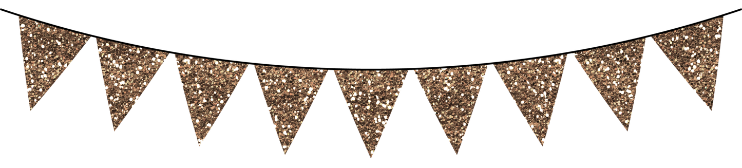 Glitter Bunting Flag Banner - Taupe - Brownish