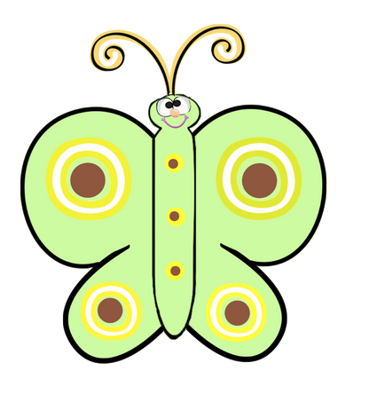 Green Whimsy Butterfly Set #2 Printable Sheet & 5 Clip Art Butterflies