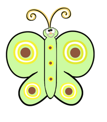 Green Whimsy Butterfly Set #2 Printable Sheet & 5 Clip Art Butterflies