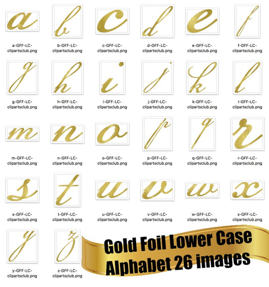 Beautiful Fancy Gold Foil Lower Case Alphabet #GFFLC