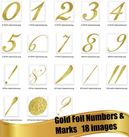 Beautiful Fancy Gold Foil Number Set #GFF Perfect for Weddings