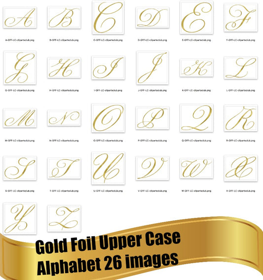 Beautiful Fancy Gold Foil Upper Case Alphabet #GFFUC