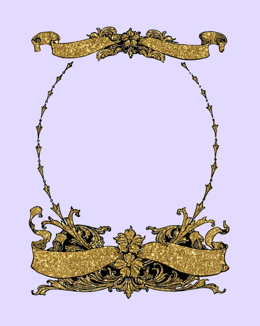 Gold Glitter Baroque Ornate Frame - Lavender Background 8x10