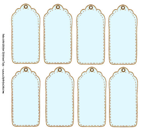 Baby Blue Gold Glitter Stitched Tags