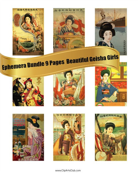 Beautiful Geisha Girl Bundle - 9 Pages!!!