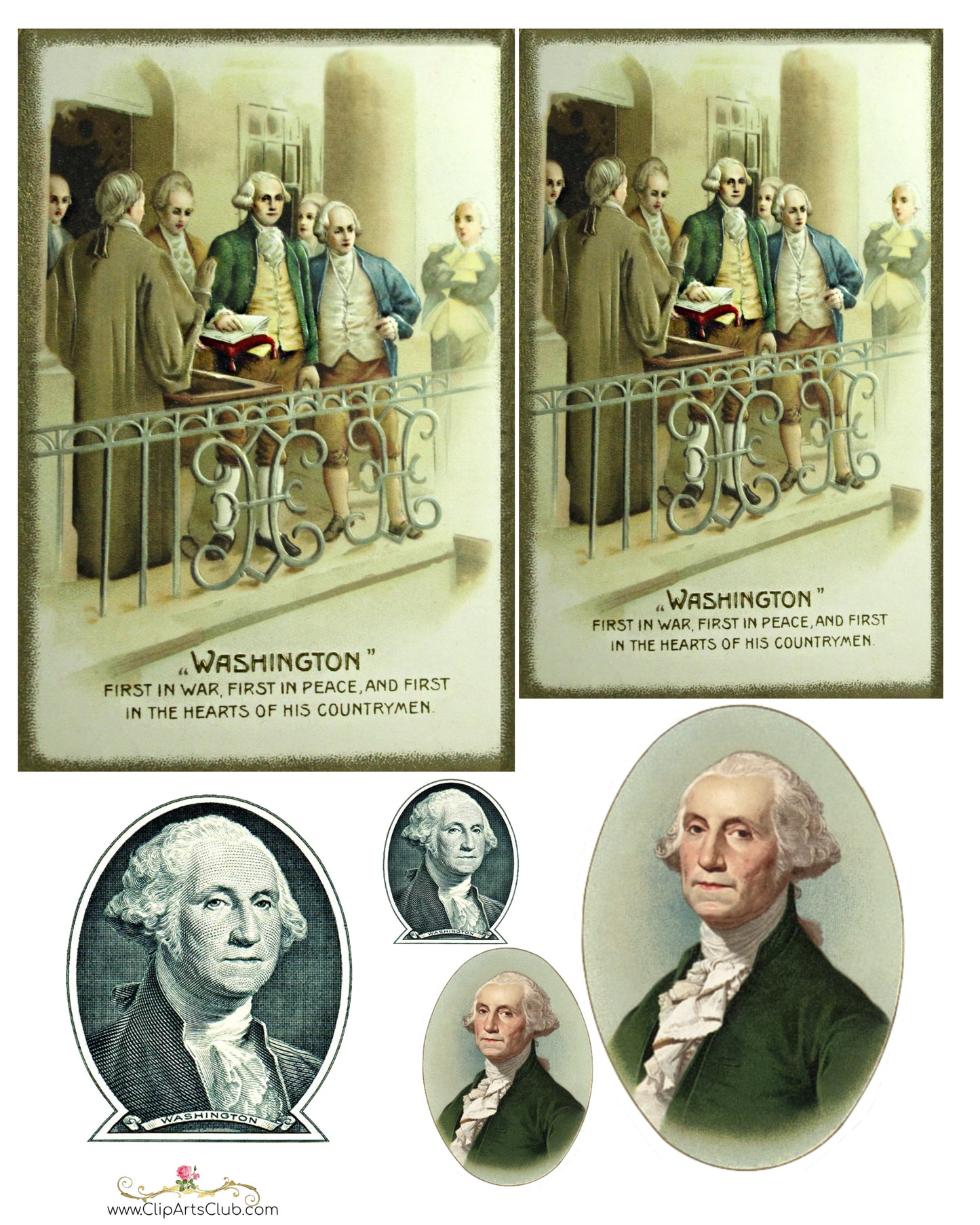 President George Washington Printable Collage Sheet