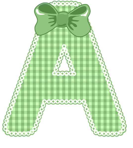 Green Gingham Baby Alphabet A-Z 26 letters