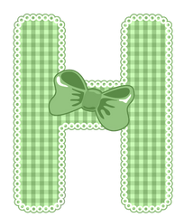 Green Gingham Baby Alphabet A-Z 26 letters