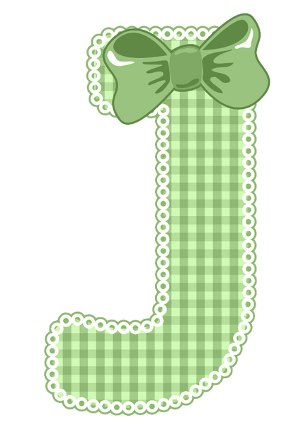 Green Gingham Baby Alphabet A-Z 26 letters