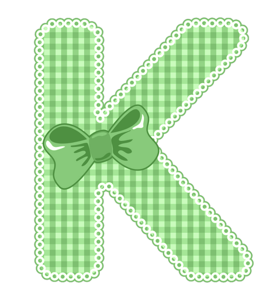 Green Gingham Baby Alphabet A-Z 26 letters