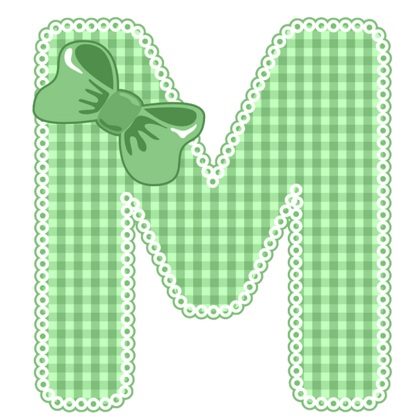 Green Gingham Baby Alphabet A-Z 26 letters