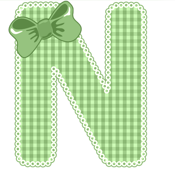 Green Gingham Baby Alphabet A-Z 26 letters