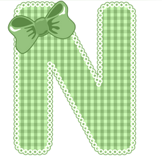 Green Gingham Baby Alphabet A-Z 26 letters