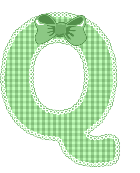 Green Gingham Baby Alphabet A-Z 26 letters