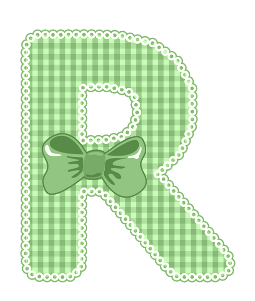 Green Gingham Baby Alphabet A-Z 26 letters