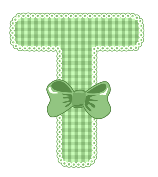 Green Gingham Baby Alphabet A-Z 26 letters